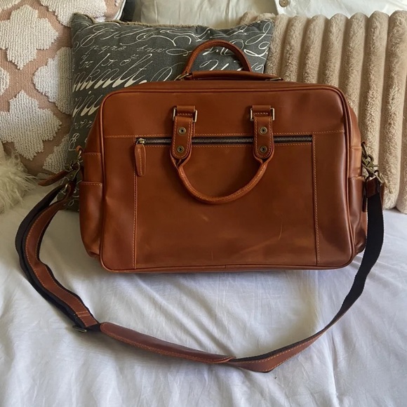 Men’s Leather Soft Brown Leather Laptop Bag with Multi-Pockets . - Picture 3 of 15